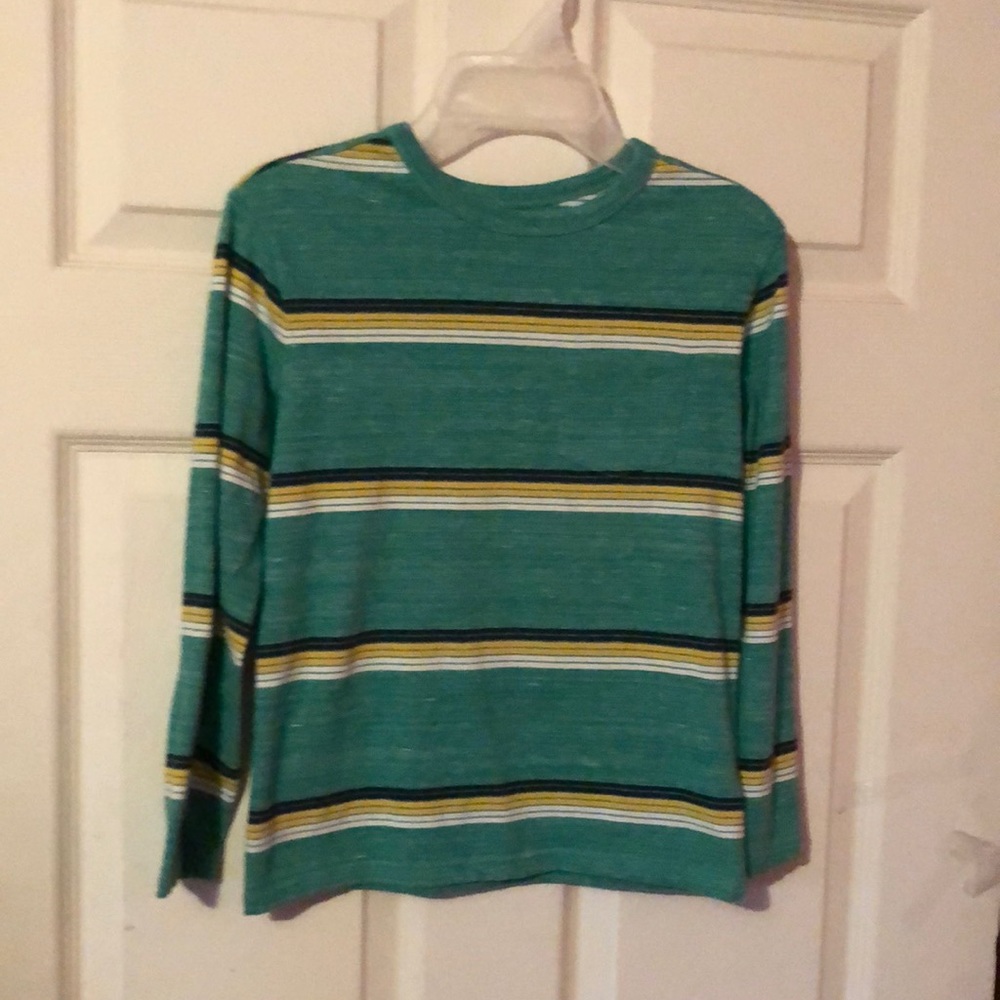 Cat & Jack Green Multicolor Striped Long Sleeve T-Shirt Boys Small S 6/7